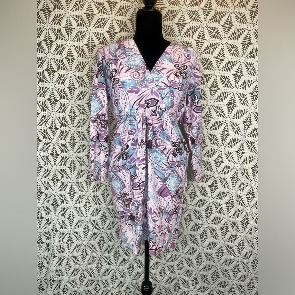 80’s Purple Patterned June Berry Wrap Dress